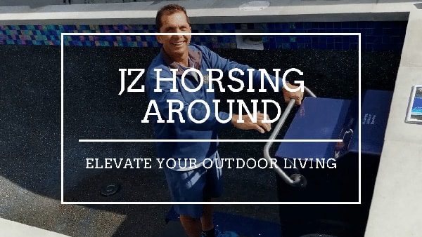JZ horsing around in a pool!… without water; yet…